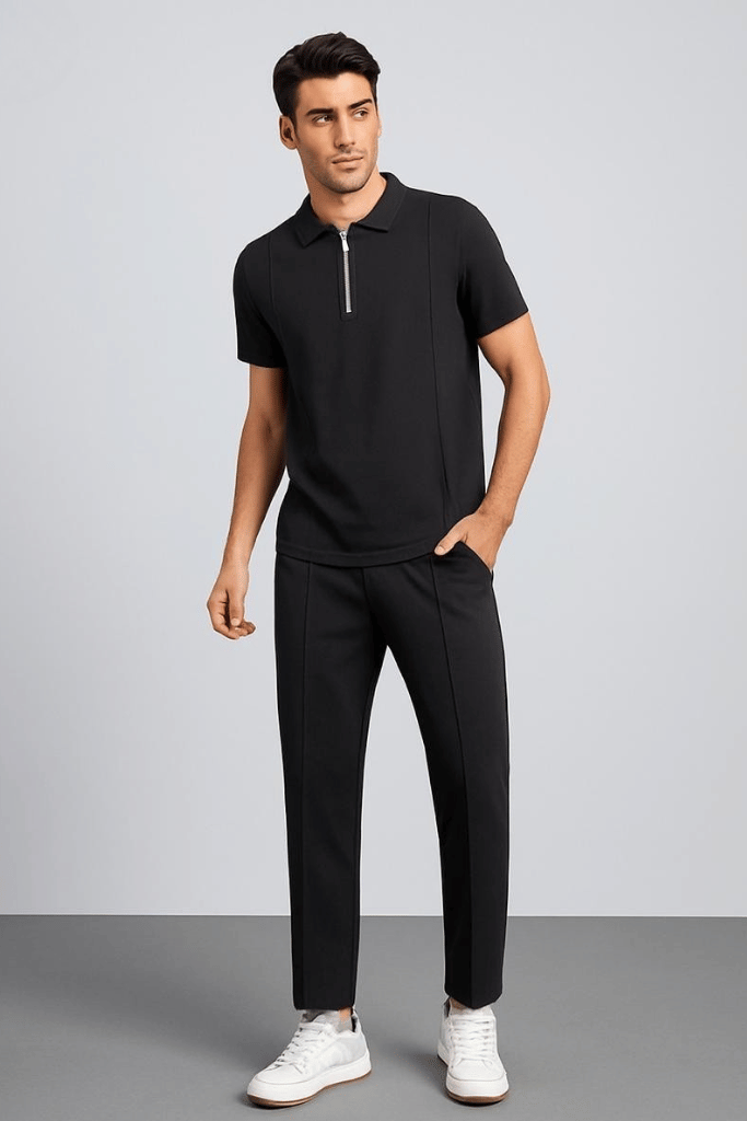 The Comfort Clothing Stripe Zip Style Tracksuit Black
